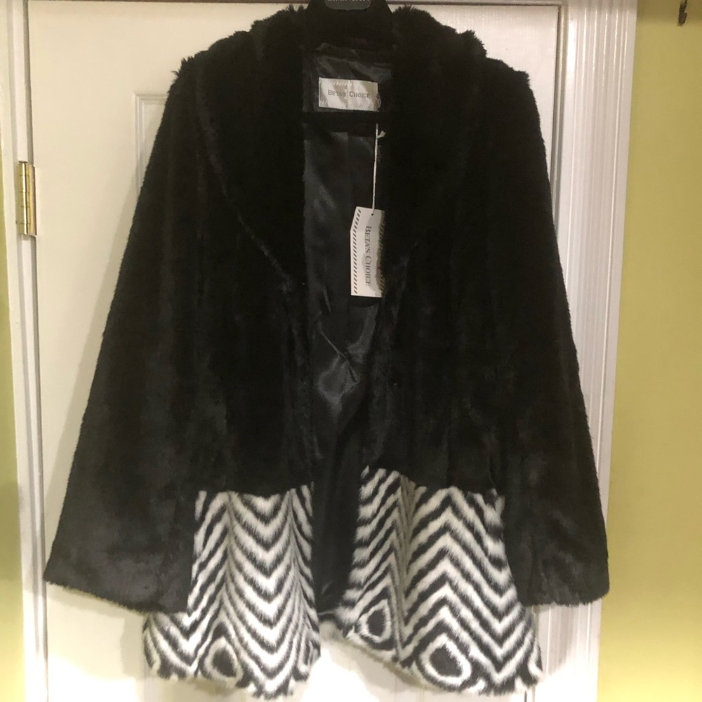 Faux fur mink black and white diamond 3/4